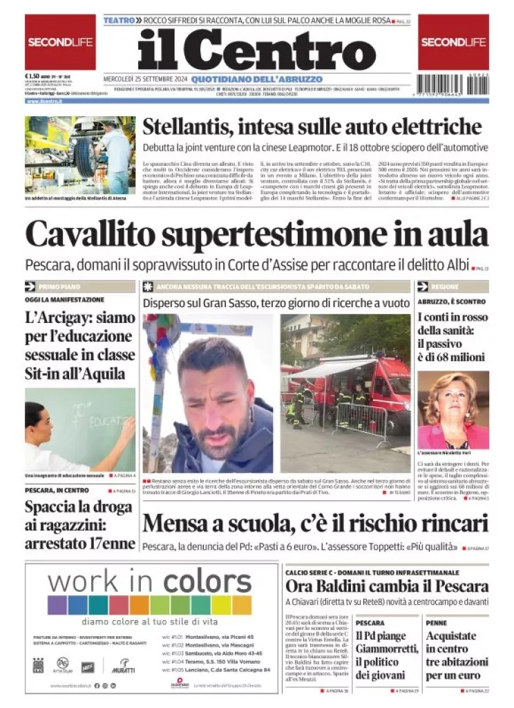 Prima-pagina-il centro-oggi-edizione-del-2024-09-25